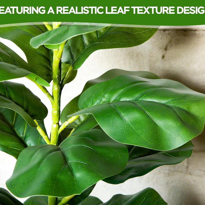 2Pack Artificial Fiddle Leaf Fig Tree, 35" Faux Ficus Lyrata Plant with Pot, Floor Plant Outdoor Artificial Plant, Suitable for Living Room, Office, Bedroom Decor