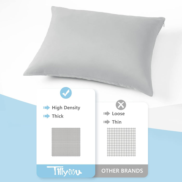 Toddler Pillowcase 2 Pack with Zipper,Silky Soft Microfiber 13" x 18" Kids Travel Pillow Cases,Gray
