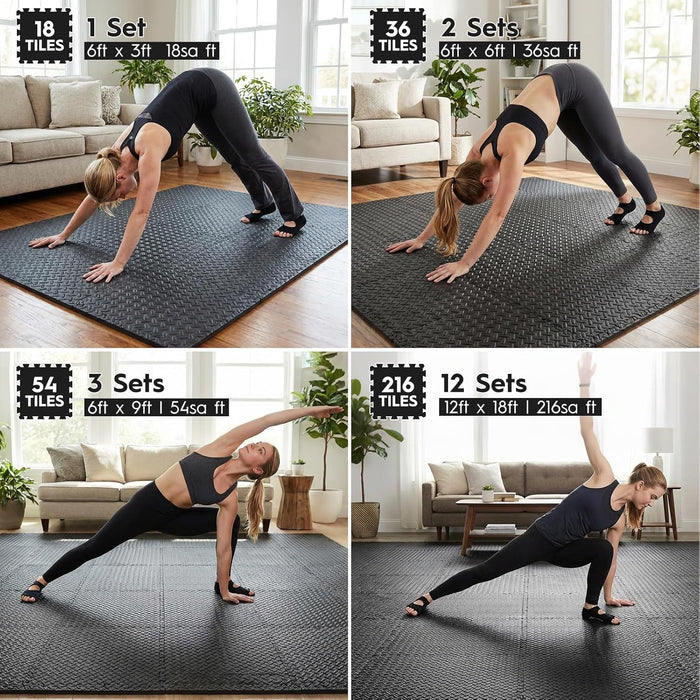 18 Pcs EVA Foam Floor Tiles, Puzzle Exercise Mat Set for Gym