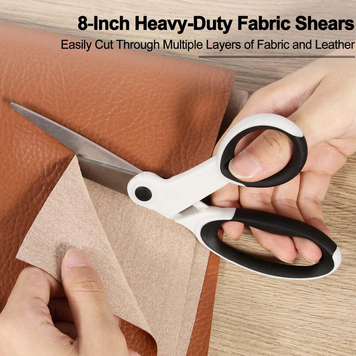 Premium Sewing Scissors Bundle, 8" Heavy Duty Fabric, 5" Embroidery, 4" Small Detail Scissors, 5" Thread Snips, Tailorin
