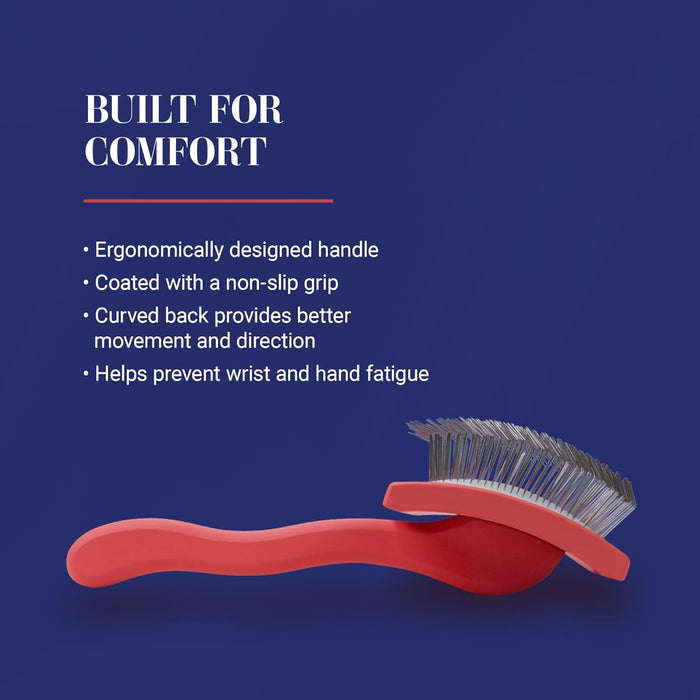Big G Dog Slicker Brush for Dogs (Goldendoodles, Labradoodles, Poodles), Groom Like a Professional, Fluff Detangle Style, Saves Time Energy, Coral, Large