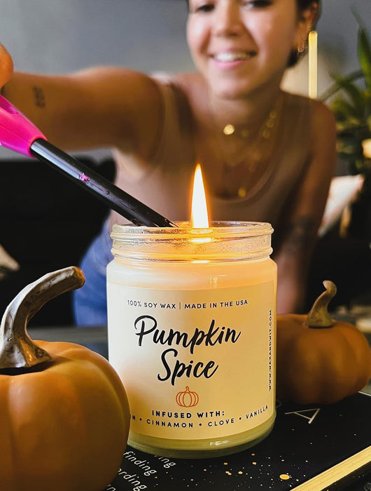 Pumpkin Spice Fall Candles for Home, 9 oz Scented Soy Jar