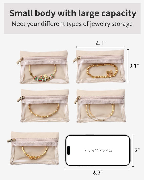 Travel Jewelry Pouch, 33pcs Clear Velvet Zipper Bag