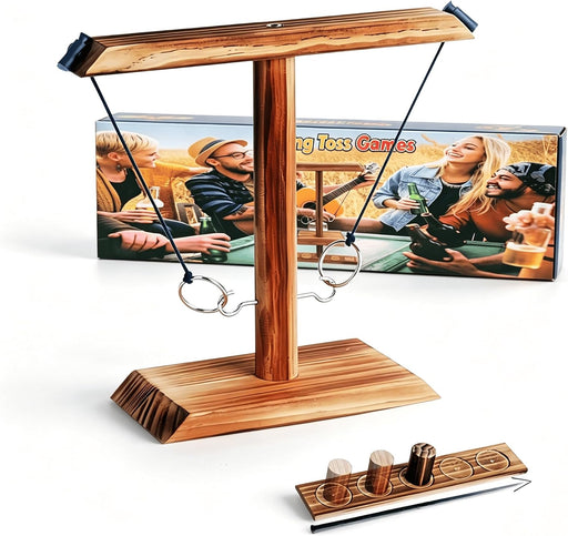 Ring Toss Game, Ring Throwing Game with Shot Put, Hook and Ring Throwing Game for Adults Kids, Fun Hook and Ring Game wi