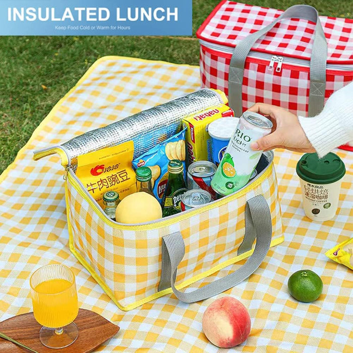 Insulated Bag Picnic Basket Bags Beach Bag Foldable Cooler Bag Reusable with Zippered top-for Warm or Cold Picnic Access