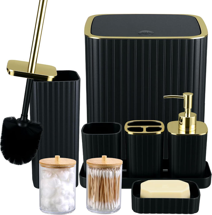 9PCS Black and Gold Bathroom Accessories Set