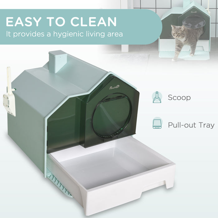 Hooded Cat Litter Box with Tracking Mat