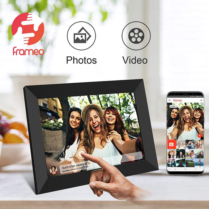 32GB FRAMEO 10.1 Inch Smart WiFi Digital Photo Frame 1280x800 IPS LCD Touch Screen, Auto-Rotate Portrait and Landscape, 