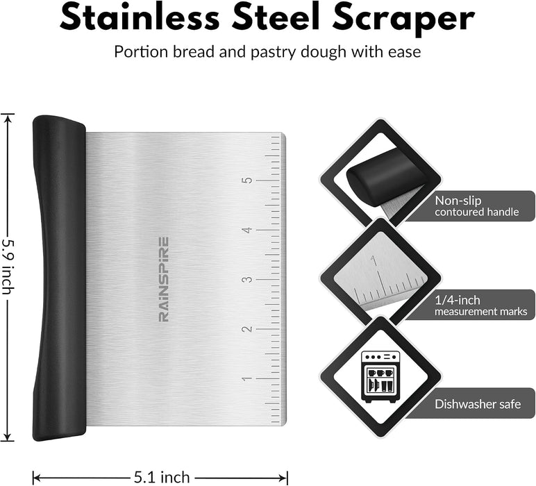 Multi-Purpose Stainless Steel Bench Scraper Dough Blender & Pastry Cutter