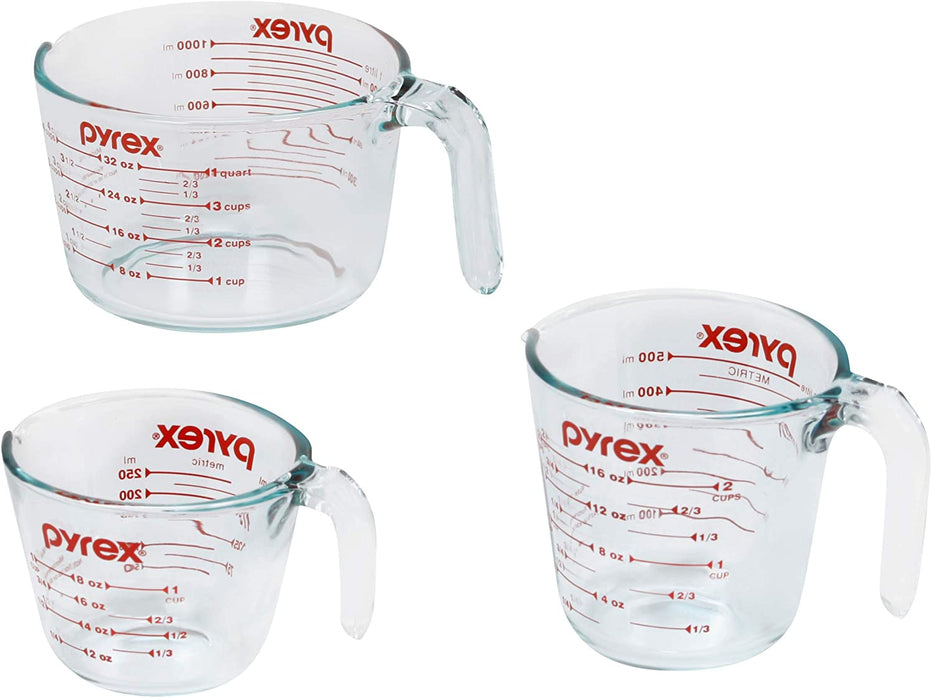 Essentials (3-Pack) Glass Measuring Cups Set (1, 2 & 4 Cup)