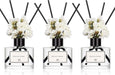 Real Flower Reed Diffuser Set of 3 for Bathroom Air Fresheners, Oil Defusers | Fresh Linen/Ocean/Eucalyptus & Mint Scent(1.7 fl oz Each Pack) Home Fragrance with 12 Stick | Shelf Decor