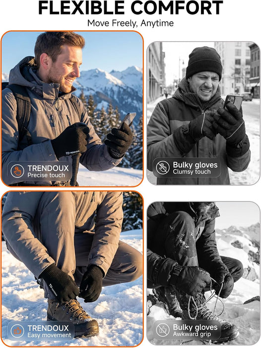 Winter Gloves for Men Women - Upgraded Touch Screen Cold Weather Thermal Warm Knit Glove for Running Driving Hiking