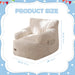Kids Bean Bag Chair, Stuffed Bean Bag Sofa, Beige, Standard