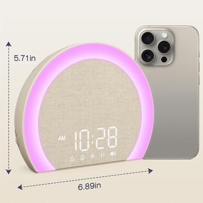 Extra Loud Alarm Clock with Wireless Bed Shaker, Vibrating Dual Alarm with Light Wake Up for Heavy Sleepers & Hearing Impaired, 9-Color Night Light, 8 Sounds, 0-100% Dimmer, USB Charger