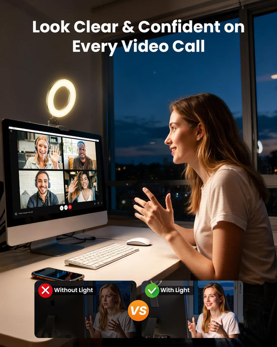 Ring Light for Laptop Desk Clip On,Small Computer Video Conference Lighting with Stand for Phone/Webcam/Monitor,5" Porta