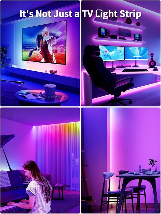LED Lights for TV, 23ft Backlights for 75-100in TV, RGB Backlight with Music Sync Bluetooth APP and Remote Control, USB Powered LED Strip for Bedroom Home Decor