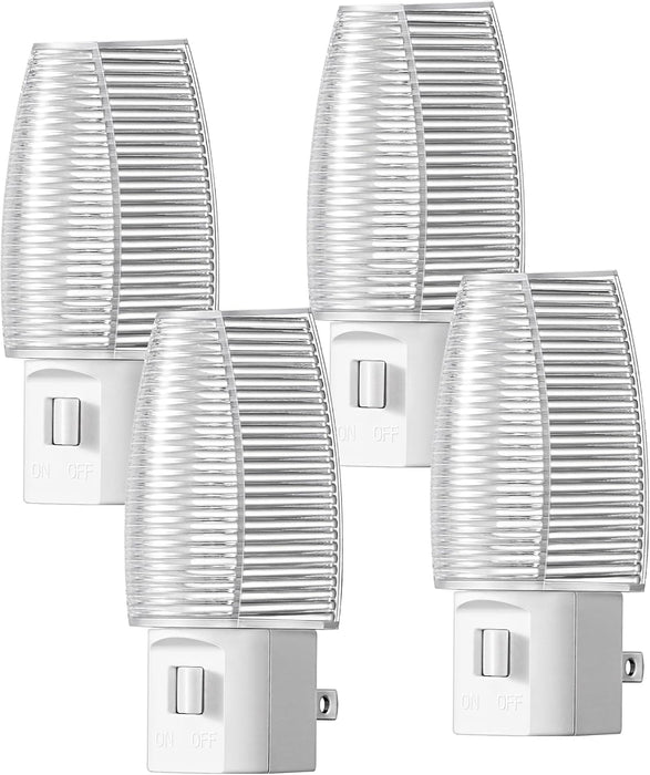 Plug in Night Light with Switch, Manual ON Off LED Nightlight for Kids, Nursery, Bedroom, Bathroom, Hallway, Stairways, Corridor, Garage, Warm White, 4 Pack