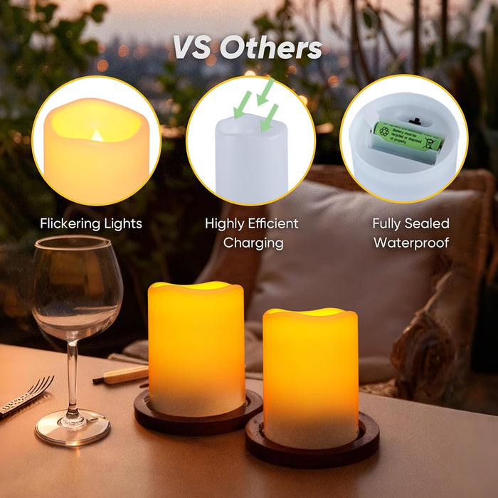 Solar Candles Outdoor Waterproof, Sensor Only, Dusk to Dawn, 3"x4"