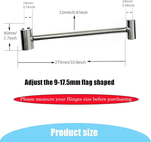 Door Hinge Gap Adjusting Wrench Tool, Upgraded Rolled Steel Door Hinges Adjustment Tool, 14-19mm Gap Adjusting Wrench, Rust-Proof Door Jamb Hinge Jig for Residential, Fire Doors, Light Sliver