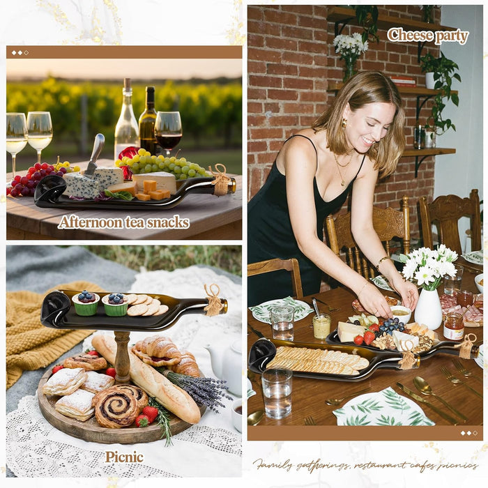 1 Pcs Wine Gifts Melted Serving Tray, Brown, Wine Bottle