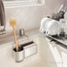 simplehuman Sink Caddy, Sponge Holder for Kitchen Sink with Compartment Dividers, 4 Suction Cups & Wire Ledge Hanger for Secure Mount, Vented Base for Fast Drying, Brushed Stainless Steel