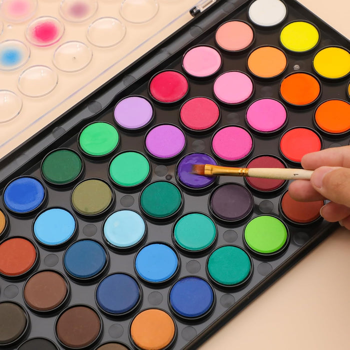 48 Colors Watercolor Paint Set, 3 Brushes