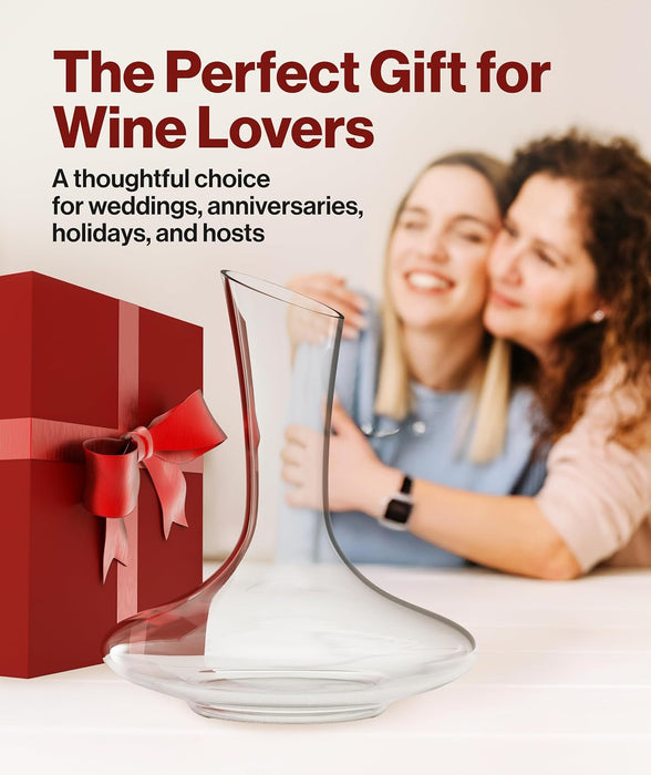 Large Elegant Crystal Wine Decanter with Built-in Aerator