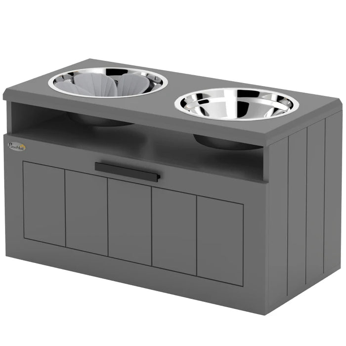 Elevated Dog Bowl Station with Storage