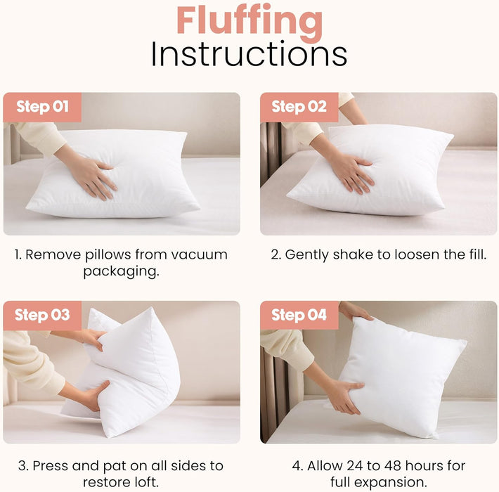 18x18 Pillow Inserts, White Throw Pillows for Couch, 2 Pack