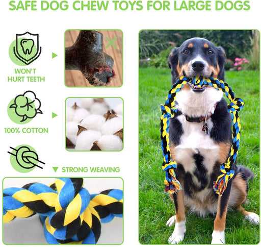 Large Tough Chew Toys for Aggressive Chewers, 9 Pack Dog Rope Toys
