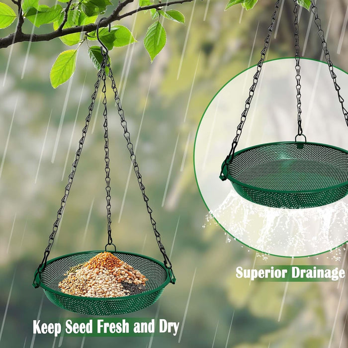 Hanging Platform Bird Feeder, 9 in, Green