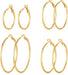 4 Pairs Silver Gold Hoop Earrings for Women | 14K Gold Plated Hoop Earrings Set Hypoallergenic Earring Lightweight Dangle Earrings Set