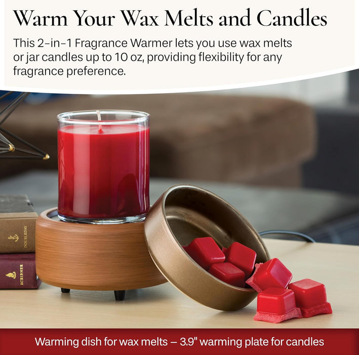 ETC 2-in-1 Candle and Fragrance Warmer for Warming Scented Candles or Wax Melts and Tarts with to Freshen Room, Pewter W