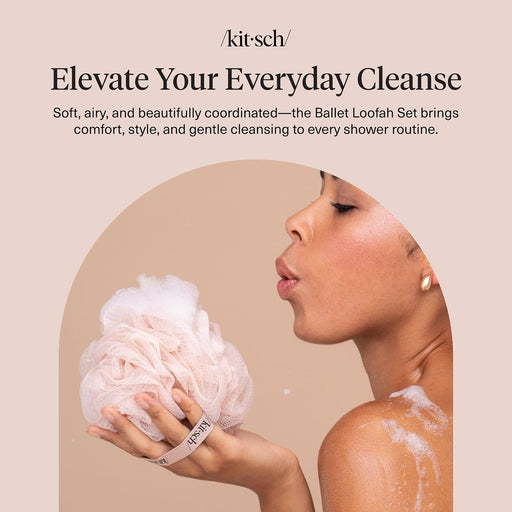 Shower Loofah – Soft Mesh Body Scrubber & Bath Sponge - 3pc Set