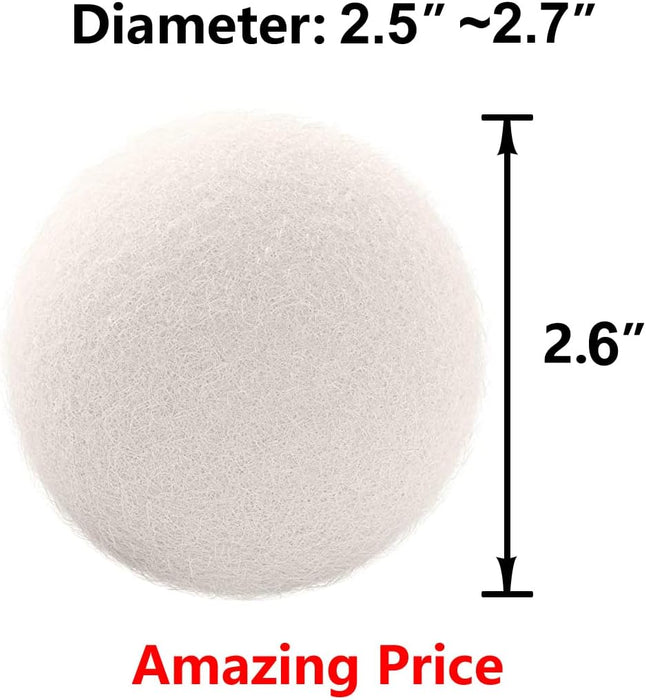 Wool Dryer Balls 6-Pack, Drying Balls for Laundry,Reusable As Natural Fabric Softener, Reduce Clothing Wrinkles, Drying 