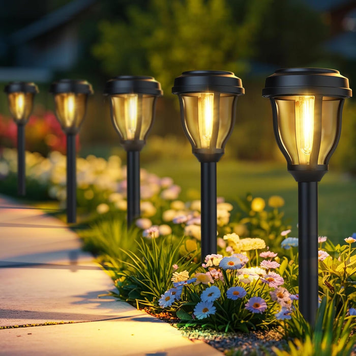 12 Pack Solar Lights Outdoor, Solar Pathway Lights Auto On/Off Waterproof Garden Landscape Lighting for Path, Yard, Walk