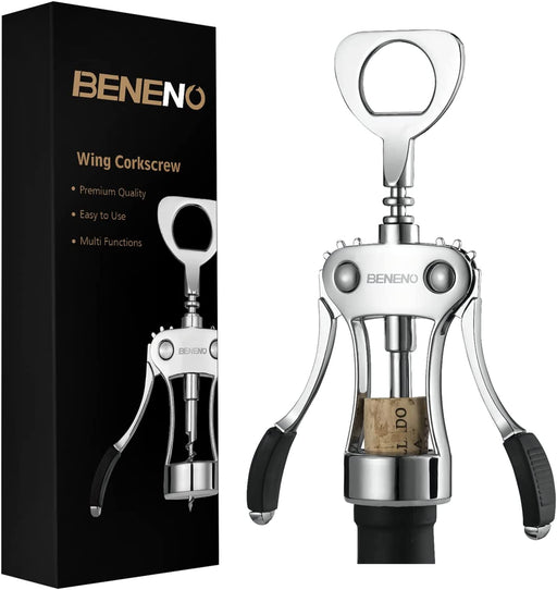 Wine Opener, Premium Wing Corkscrew Wine Bottle Opener, Silver