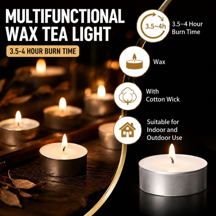 White Tea Lights Candles - Unscented Tealights, Mini Votive Candles