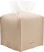 Tissue Box Cover Holder, Square with Bottom Belt by  - PU Leather Decorative Organizer for Tabletop, Bathroom, Car, Office | Beige