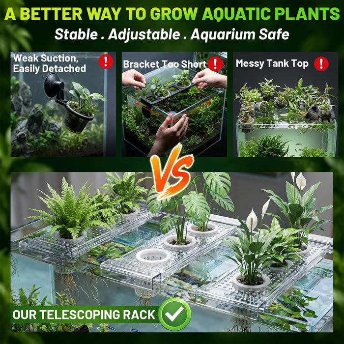 Telescoping Aquarium Plant Holder with 3 Sponge Cups