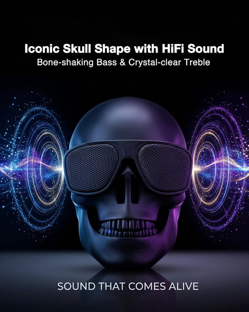 Skull Speaker, Portable Bluetooth Speakers Unique Speaker 8W Output Bass Stereo Compatible for Desktop PC/Laptop/Mobile Phone/MP3/MP4 Player for Halloween Decorations for Gift Party