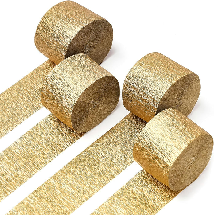 Gold Crepe Paper Streamers 4pcs 328 FT Gold Streamers