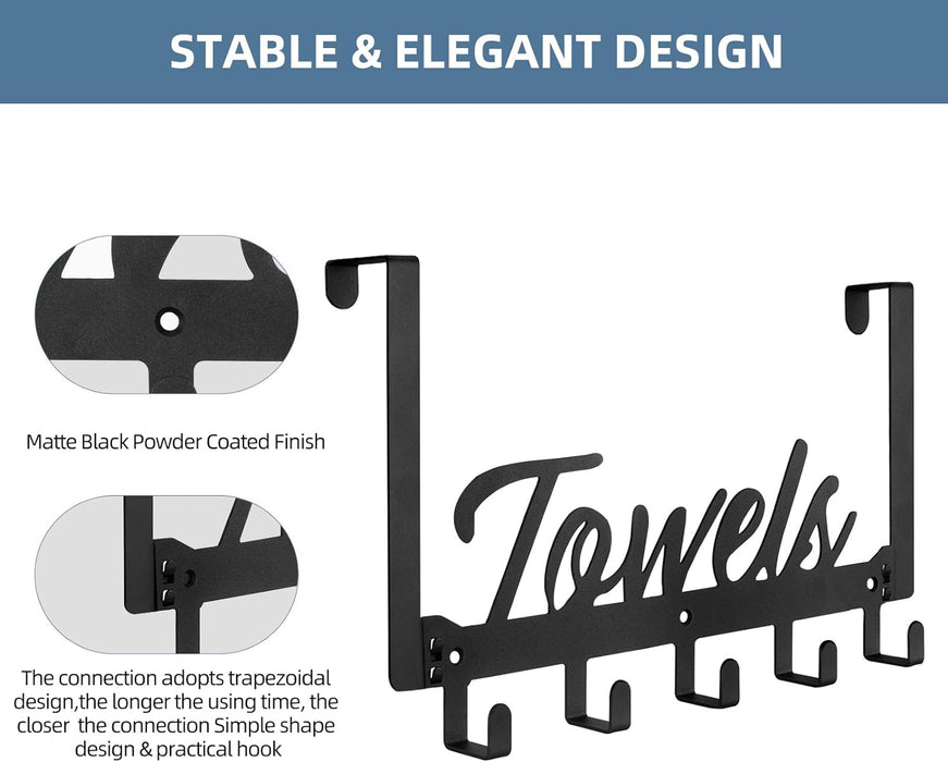 Over The Door Hooks, Towel Rack Towel Hooks for Bathroom, Towel Holder for Hanging Heavy Duty, Door Rack Over Door Hange