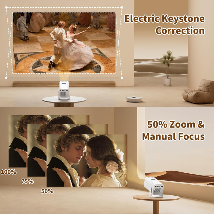 Mini Projector with 4K Support, Portable Short Throw Proyector