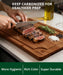 Wooden Cutting Boards for Kitchen Appliances - Non Toxic Bamboo Wood Cutting Board Set with Deep Juice Groove, Side Hand