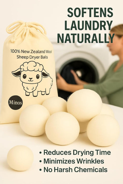 Natural Wool Dryer Balls | Reusable Natural Fabric Softener | Reduces Wrinkles & Drying Time | Large Dryer Balls is a Be