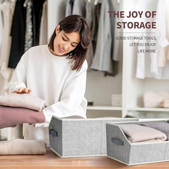 Closet Organizers Bins 6 Packs - Large Closet Shelf Organizer with Handles, Fabric Trapezoid Storage Bins, Collapsible S