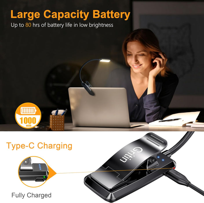 9 LED Rechargeable Book Light for Reading in Bed