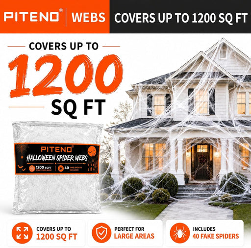 ® 1200 sqft Spider Webs Halloween Decorations with 40 Fake Spiders, Stretchable Halloween Spider Webs for Indoor Outdoor Haunted House Yard Porch Party Decor (White)