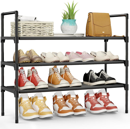 Shoe Rack for Closet, Shoe Organizer, 27.6" Wide - 3 Tier, Black